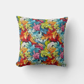 カラフル葉抽象芸術 クッション (正面)