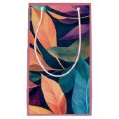 カラフル葉抽象芸術 スモールペーパーバッグ (正面)