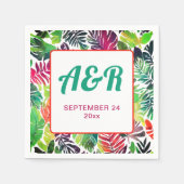 カラフル葉熱帯マクシマ結婚リスト スタンダードカクテルナプキン (正面)