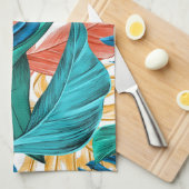 カラフル葉 キッチンタオル (四つ折り)