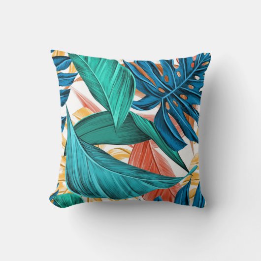 カラフル葉 クッション (正面)