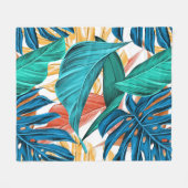 カラフル葉 フリースブランケット (正面(横))