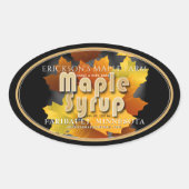 カラフル葉Maple Syrup全編集可能オーバル 楕円形シール (正面)