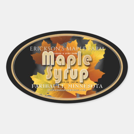 カラフル葉Maple Syrup全編集可能オーバル 楕円形シール (正面)