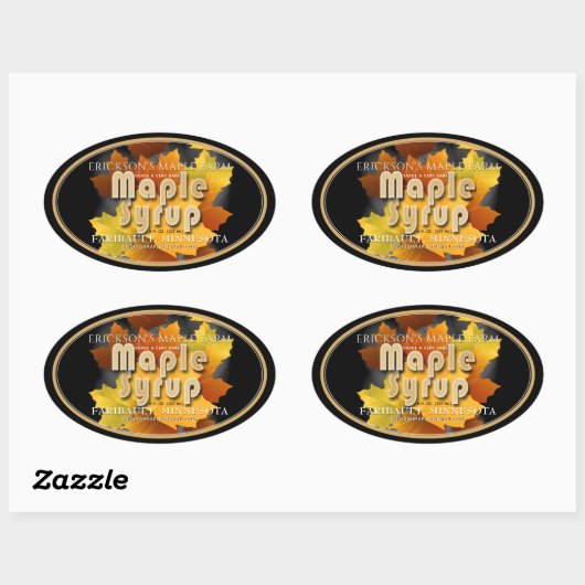カラフル葉Maple Syrup全編集可能オーバル 楕円形シール (シート)