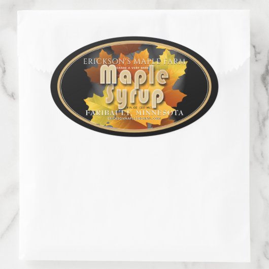 カラフル葉Maple Syrup全編集可能オーバル 楕円形シール (バッグ)
