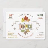 カラフル葉Thanxsgiving Dinner Holiday Party 招待状 (正面)