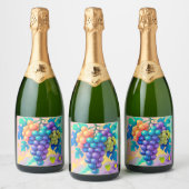 カラフル葡萄 スパークリングワインラベル (ボトル)