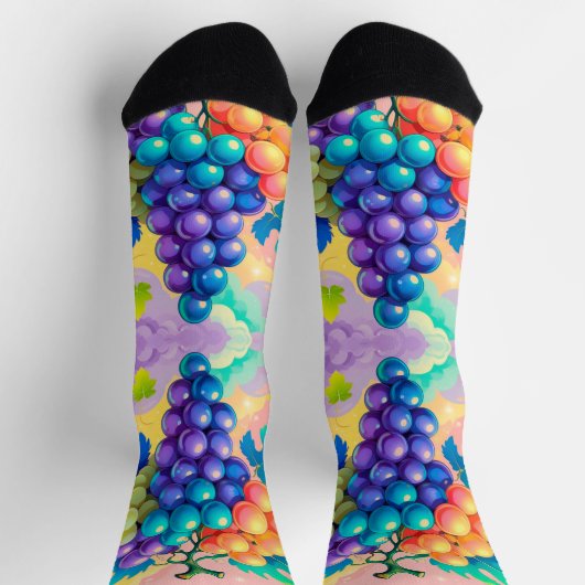 カラフル葡萄 ソックス (上部)