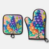 カラフル葡萄 鍋つかみ&鍋敷きセット (正面)