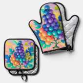 カラフル葡萄 鍋つかみ&鍋敷きセット (正面/裏面)