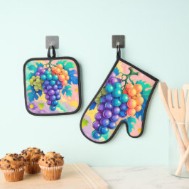 カラフル葡萄 鍋つかみ&鍋敷きセット