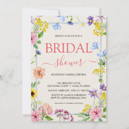 カラフル薄紫ピンク水彩ブライダルシャワー 招待状