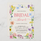 カラフル薄紫ピンク水彩ブライダルシャワー 招待状 (正面/裏面)