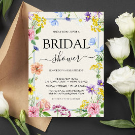 カラフル薄紫ピンク水彩ブライダルシャワー 招待状