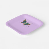 カラフル薄紫背景の蝶 ペーパープレート (傾斜あり)