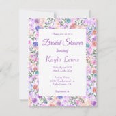 カラフル薄紫、ピーチ、ピンク、ブルーブライダルシャワー 招待状 (正面)