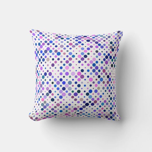カラフル藍色、紫と青の点 クッション (正面)