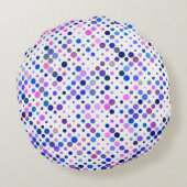 カラフル藍色、紫と青の点 ラウンドクッション (裏面)