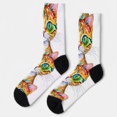 カラフル虎猫子猫 ソックス (左)