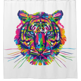 カラフル虎 シャワーカーテン