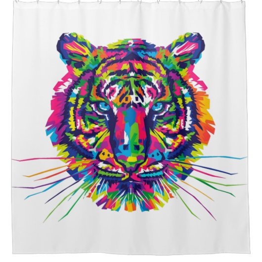カラフル虎 シャワーカーテン (正面)