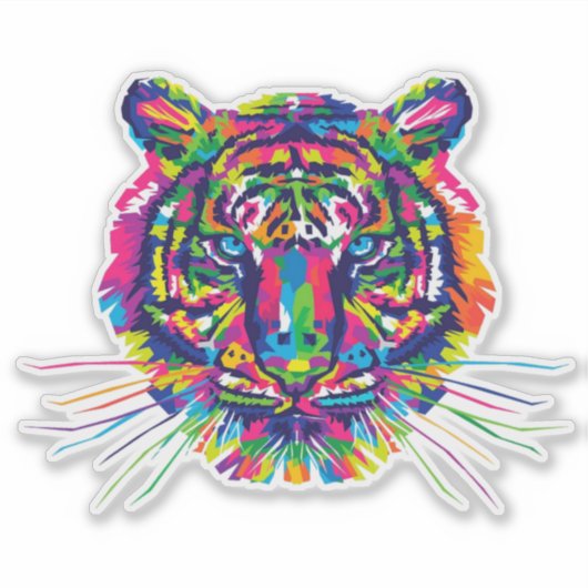 カラフル虎 シール (正面)