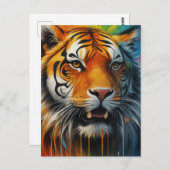 カラフル虎 ポストカード (正面/裏面)