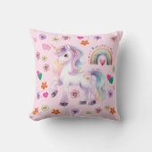 カラフル虹と花 クッション (正面)