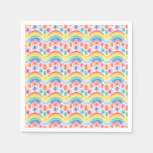 カラフル虹と雲の水の色絵を描の スタンダードカクテルナプキン (正面)