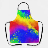 カラフル虹の飛び絵を描模様 エプロン (正面)