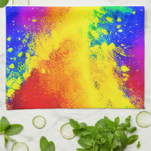 カラフル虹の飛び絵を描模様 キッチンタオル (折り畳み)