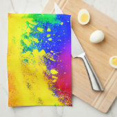 カラフル虹の飛び絵を描模様 キッチンタオル (四つ折り)