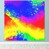 カラフル虹の飛び絵を描模様 キャンバスプリント (インサイチュ (ウッドフロア))