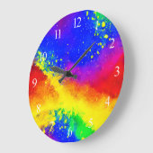 カラフル虹の飛び絵を描模様 ラージ壁時計 (傾斜)