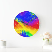 カラフル虹の飛び絵を描模様 ラージ壁時計 (ホーム)