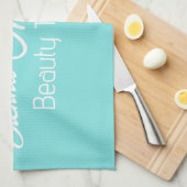 カラフル虹花のパタパーソナライズされたーン キッチンタオル (四つ折り)