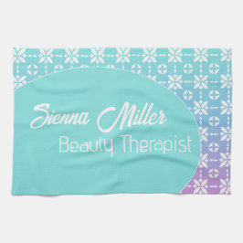 カラフル虹花のパタパーソナライズされたーン キッチンタオル