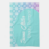 カラフル虹花のパタパーソナライズされたーン キッチンタオル (縦)