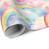 カラフル虹、雲、星 ラッピングペーパー (ロールコーナー)
