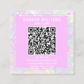 カラフル虹QRコード液モダンガーリー スクエア名刺 (裏面)