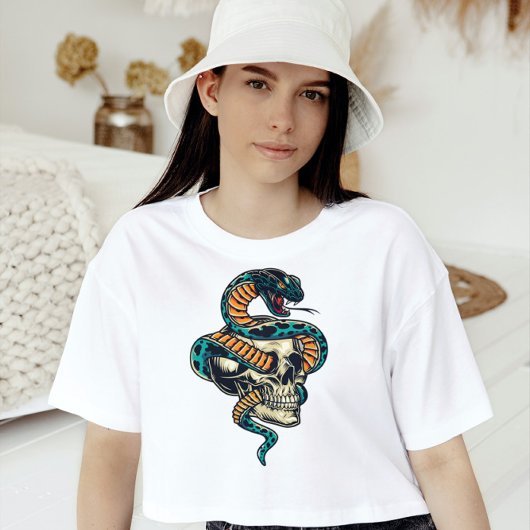 カラフル蛇とスカル Tシャツ
