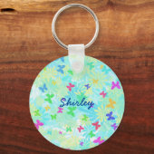 カラフル蝶とデイジーバイシャーリー・テイラー キーホルダー (正面)