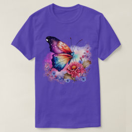 カラフル蝶とフローラユニセックス Tシャツ