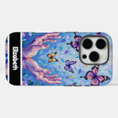 カラフル蝶と手絵を描をオン芸術的 Case-Mate iPhoneケース (裏面 (横))