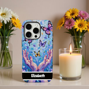 カラフル蝶と手絵を描をオン芸術的 iPhone 16 PROケース