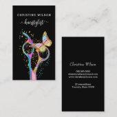 カラフル蝶の理髪用鋏 名刺 (正面/裏面)