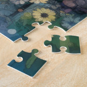 カラフル蝶の花感動的引用文 ジグソーパズル (側面)