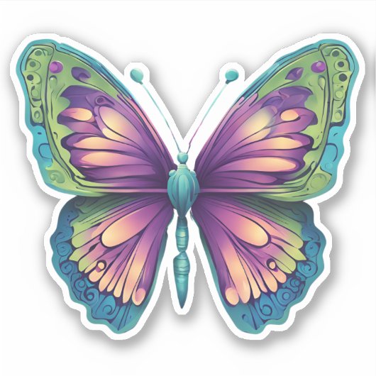 カラフル蝶の防水 シール (正面)