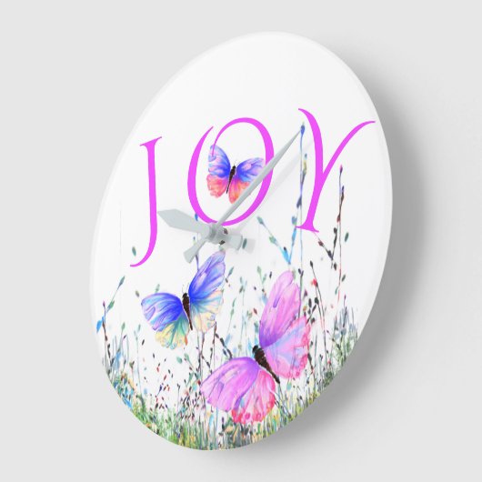 カラフル蝶の飛んでいる自然 – ジョイクロック ラージ壁時計 (傾斜)